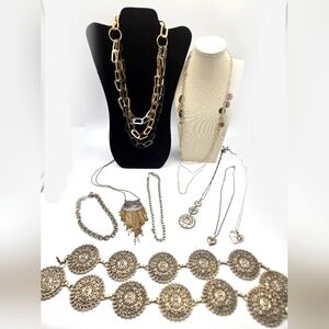 LOT of Silver Tone Vintage Jewelry 9 pieces Total wear as is or Upcycle